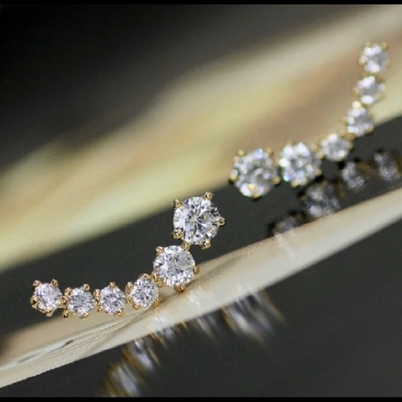 Cubic Zirconia Ear Climber Earrings - Picture 1 of 3